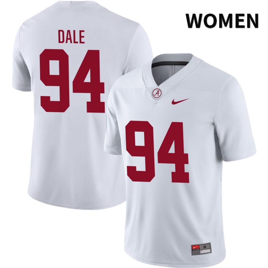 Alabama Crimson Tide Women's DJ Dale #94 NIL White 2022 NCAA Authentic Stitched College Football Jersey GW16B72ED